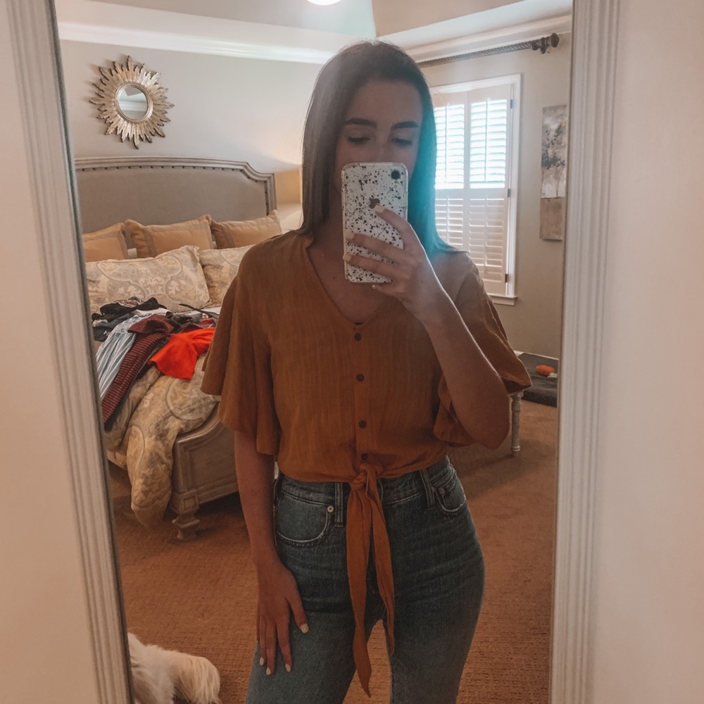 yellow front tie top